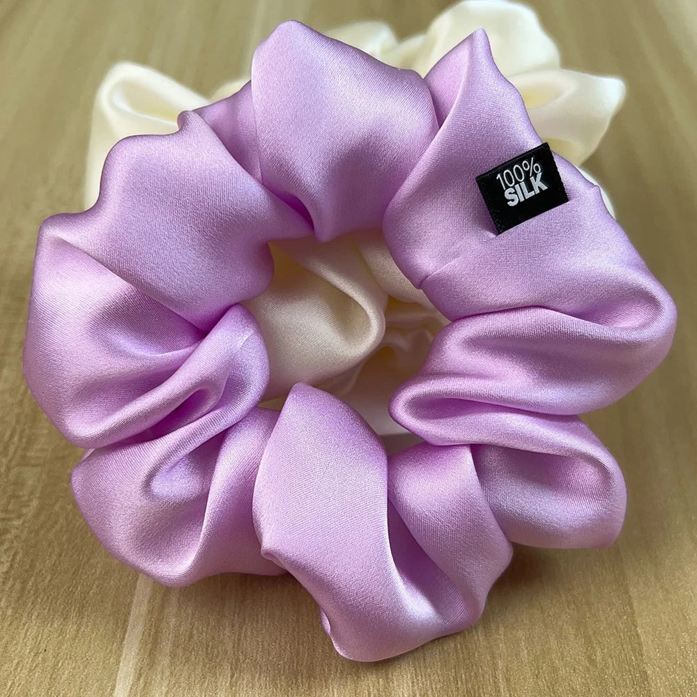 Hair Scrunchies 100% Mulberry Silk Elastic Rubber Band Hair