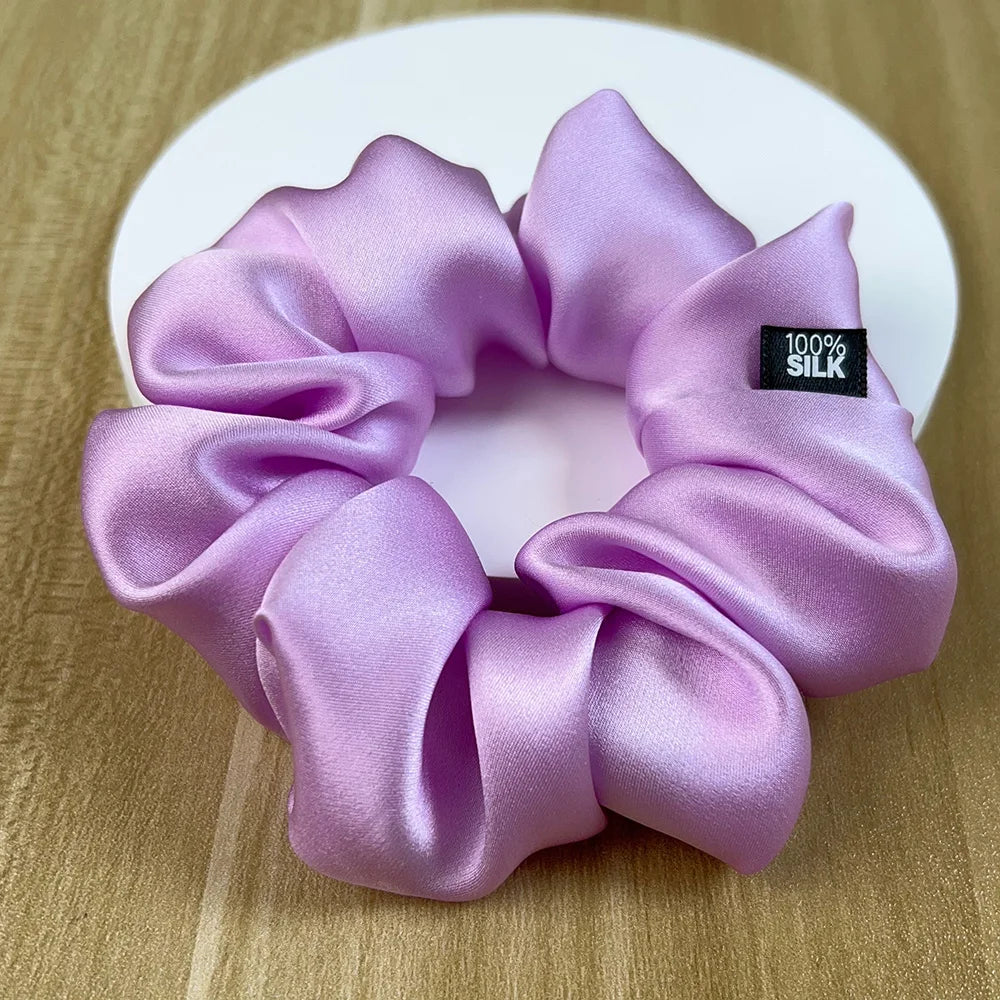 Hair Scrunchies 100% Mulberry Silk Elastic Rubber Band Hair